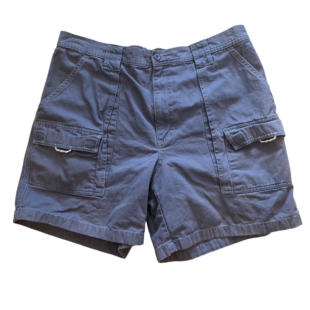 LL Bean Mens Cargo Shorts Size 38 Gray Canvas Elastic Waist Utility Hiking 7"